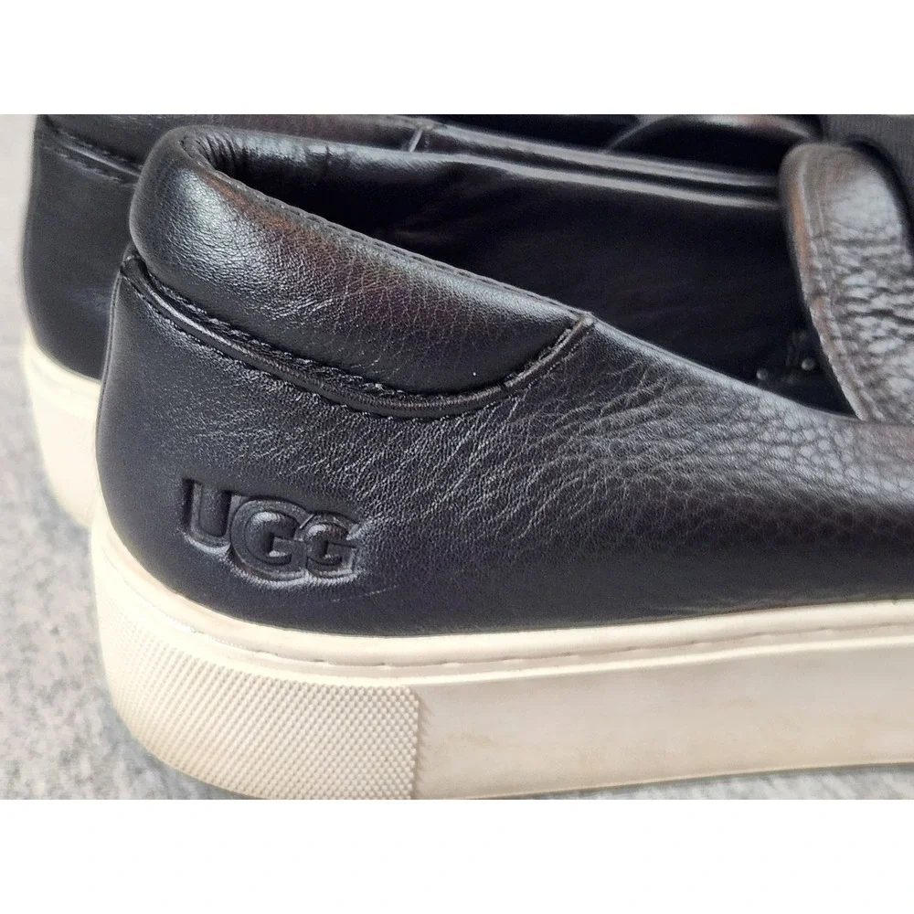 UGG Jass Slip On Sneakers Womens 8 Black Pebbled Leather Platform 1112415